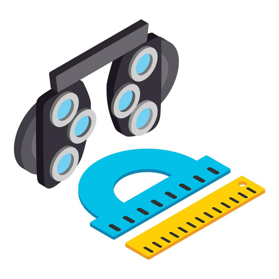 Eye examination icon isometric vector. Optical phoropter and measuring tool icon vector