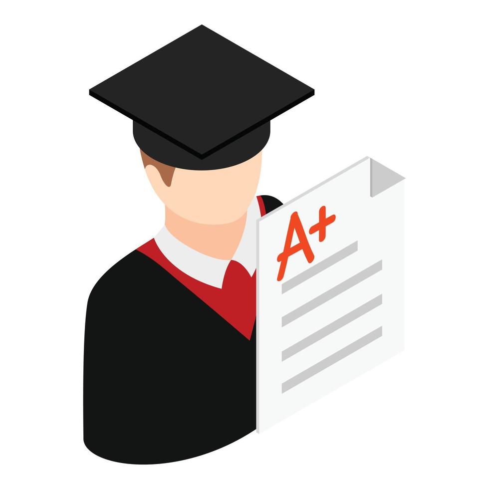 Univercity education icon isometric vector. Man student graduate and document vector