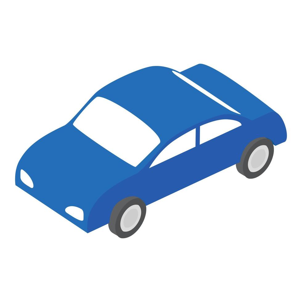 vector isométrico del icono del coche. icono de coche de pasajeros azul