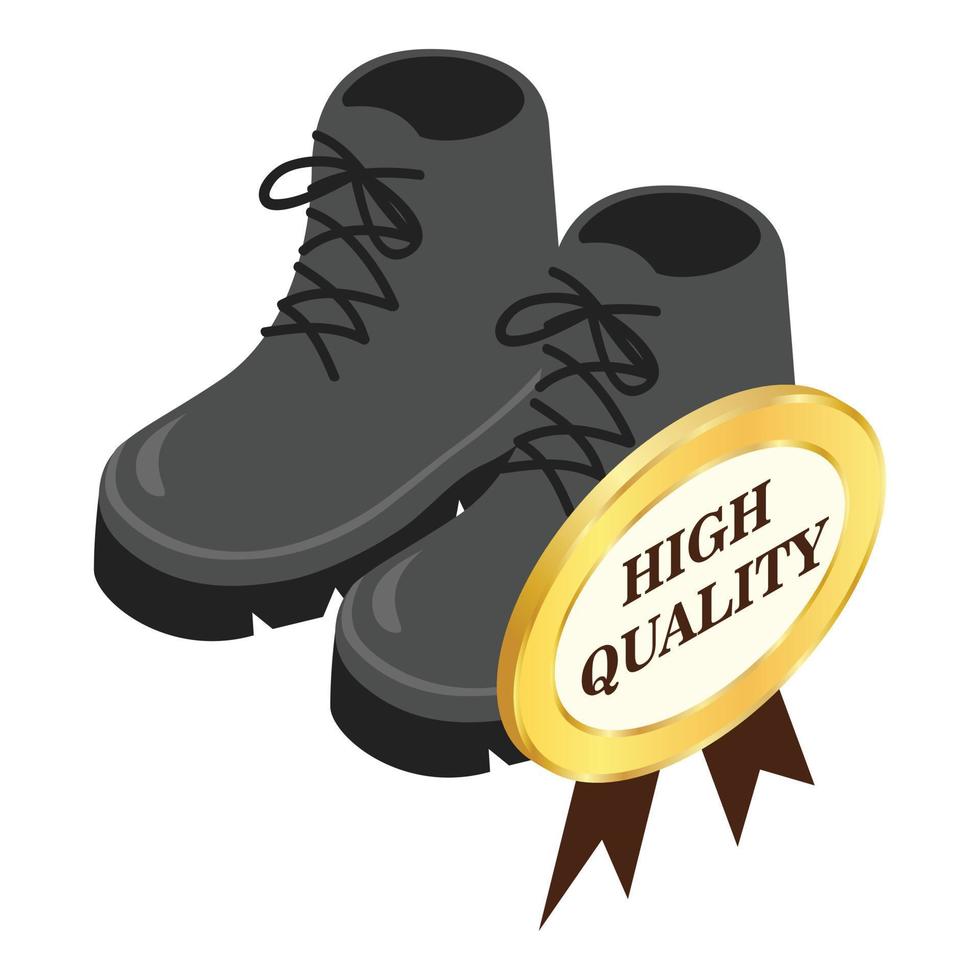 Hiking boots icon isometric vector. Men gray hiking boots with laces vector