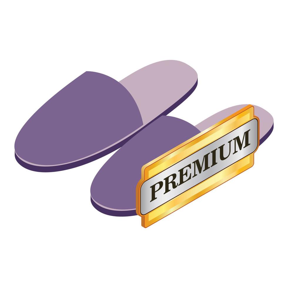 Home slippers icon isometric vector. Purple comfortable unisex home shoes vector
