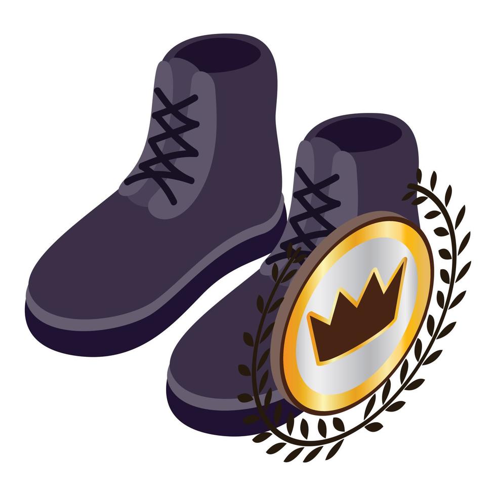 Short boots icon isometric vector. Dark blue men suede short boots with lacing vector