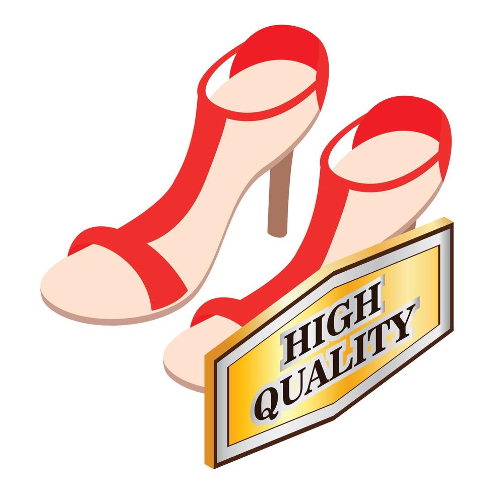 Red sandals icon isometric vector. Bright stylish women opentoe sandals vector