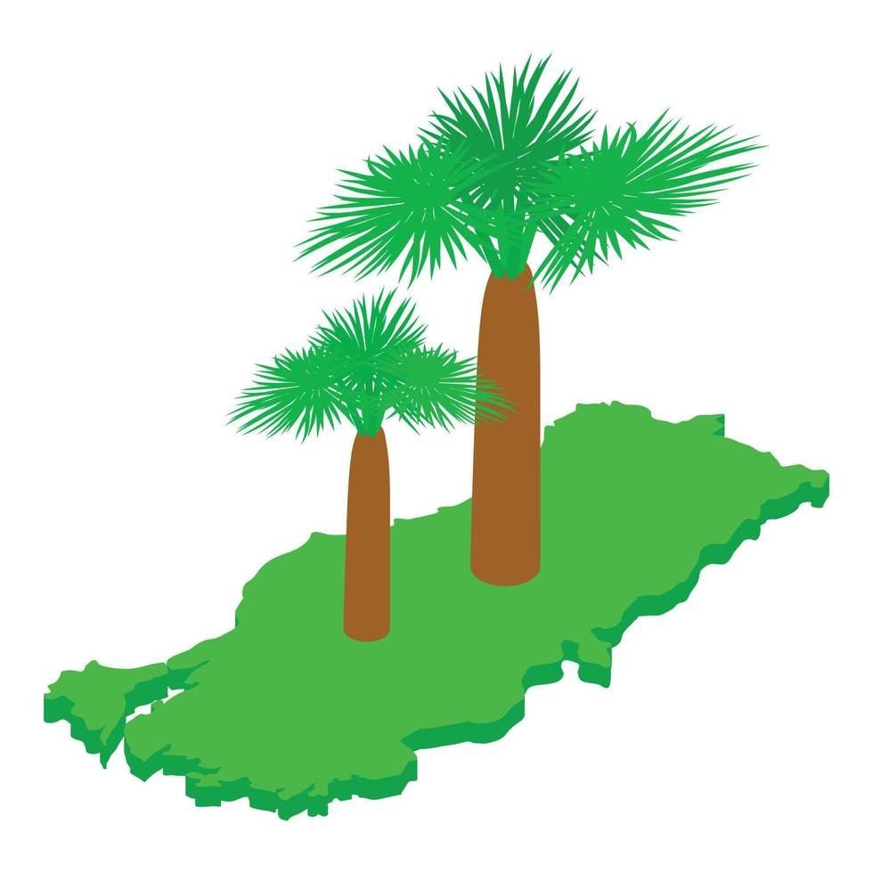 Turkey map icon isometric vector. Two palm tree icon vector