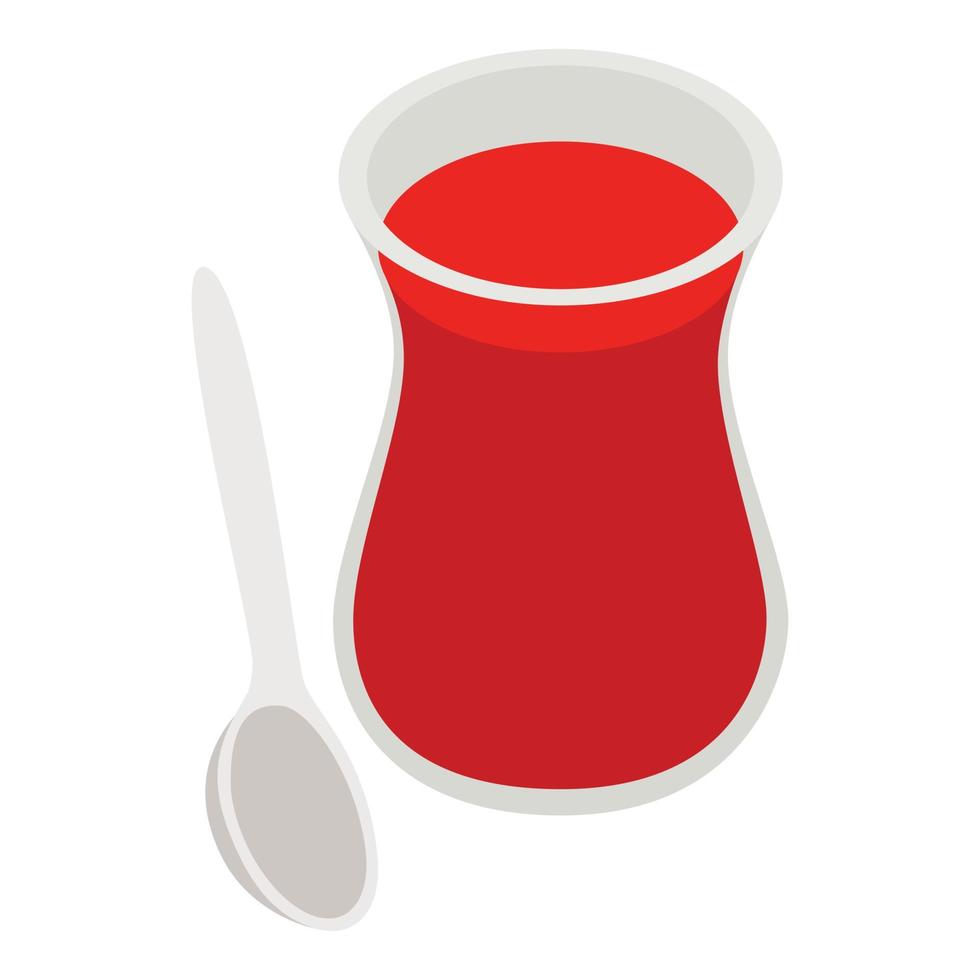 Black tea icon isometric vector. Glass of traditional azerbaijan and turkey tea vector
