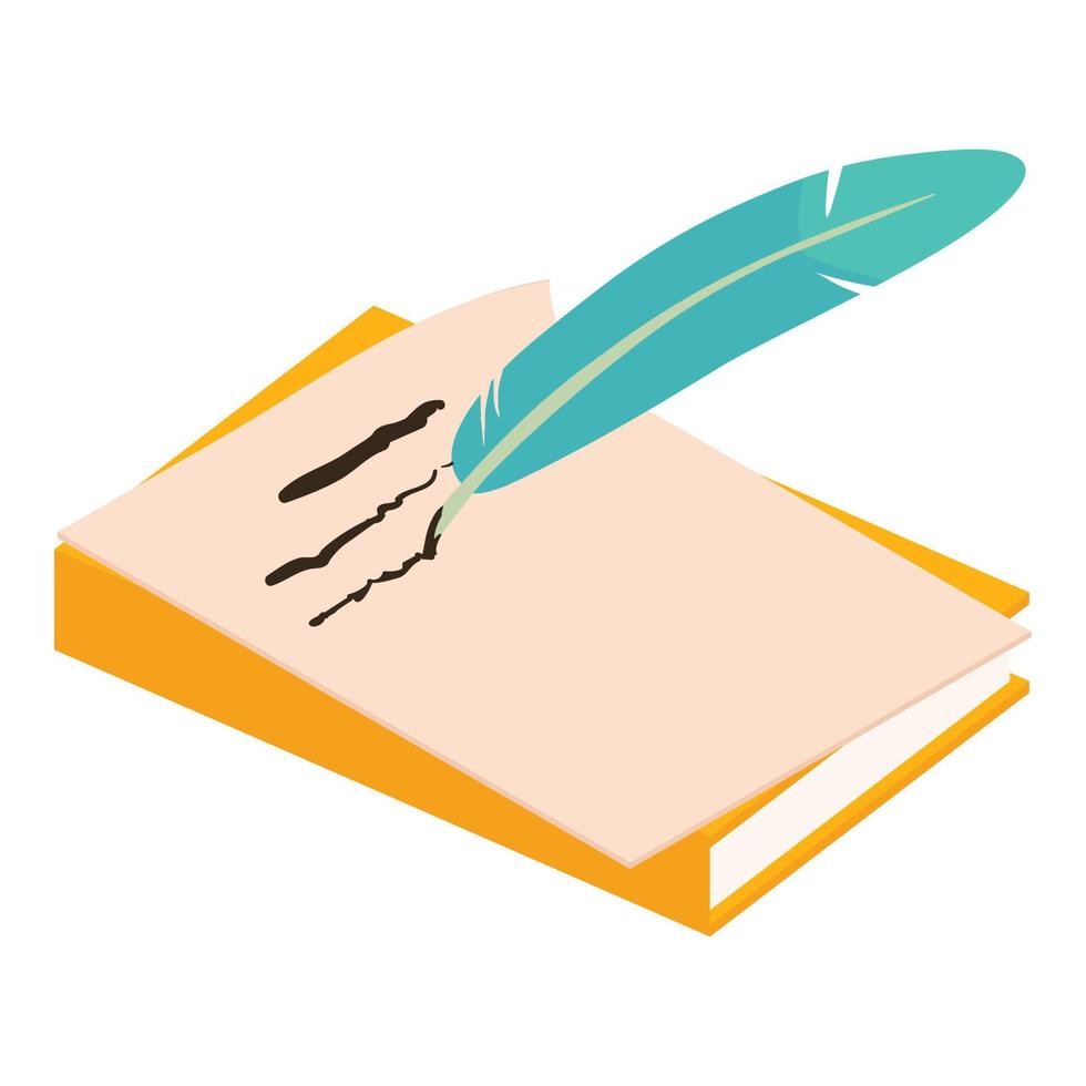 Write feather icon, isometric style vector