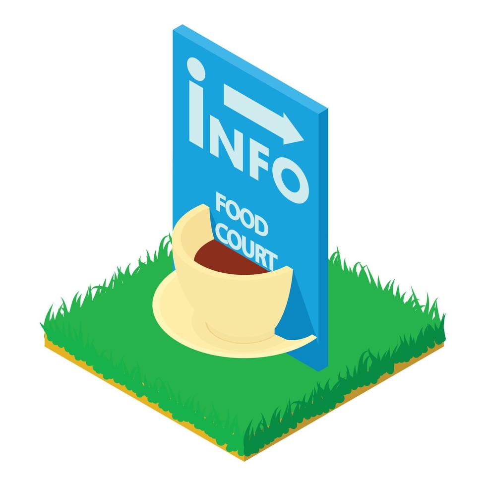 Food court icon isometric vector. Direction sign vector