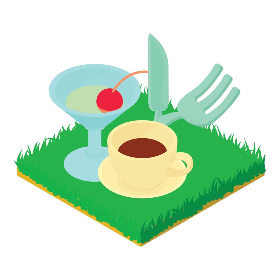 Picnic icon isometric vector. Food park vector