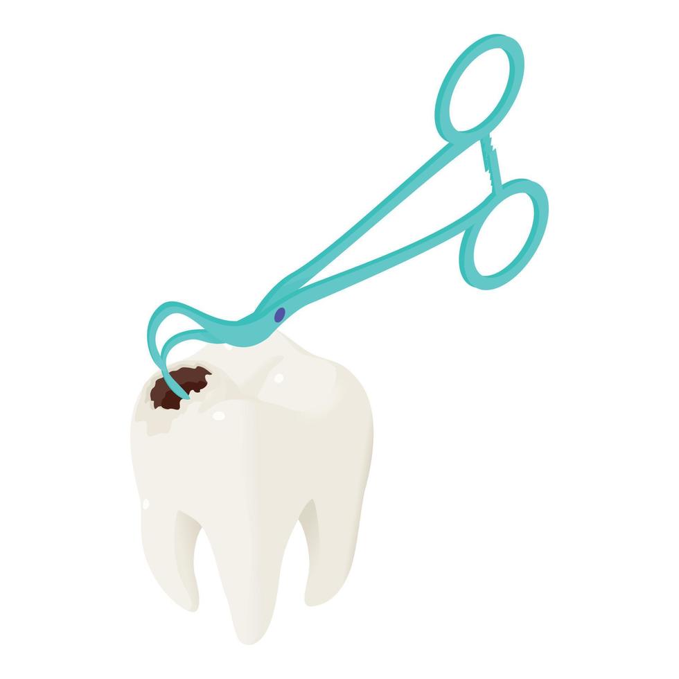 Caries treatment icon isometric vector. Damaged tooth vector