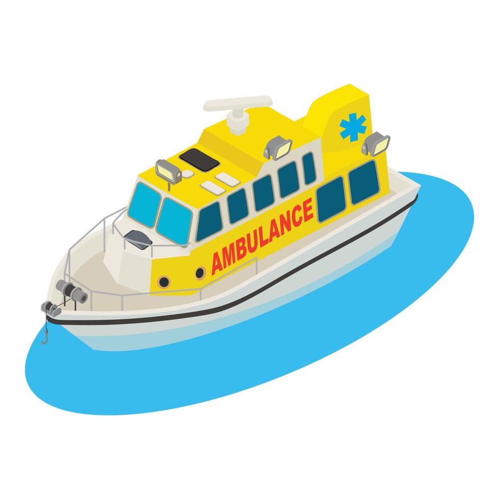 Ambulance boat icon isometric vector. Emergency ambulance rescue ship vector