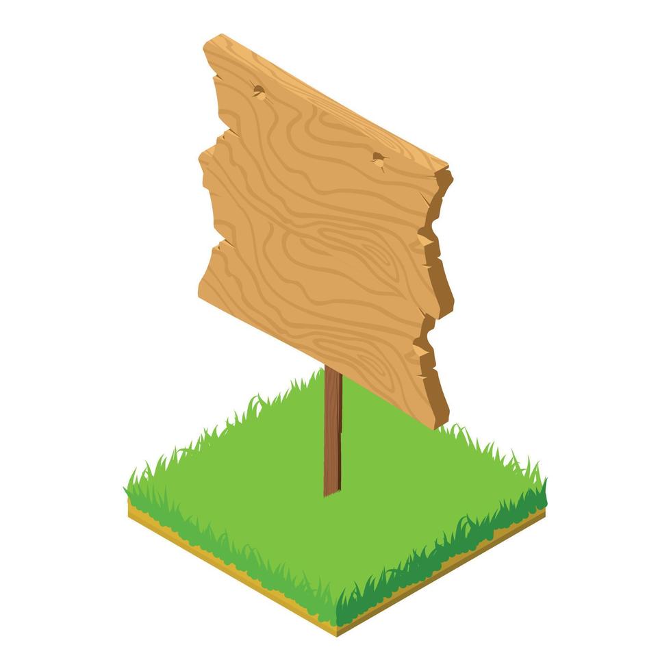 icono de roadsign de madera, estilo isométrico vector