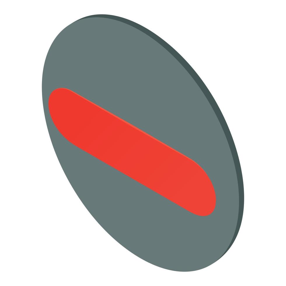 Red minus icon isometric vector. Rounded icon vector