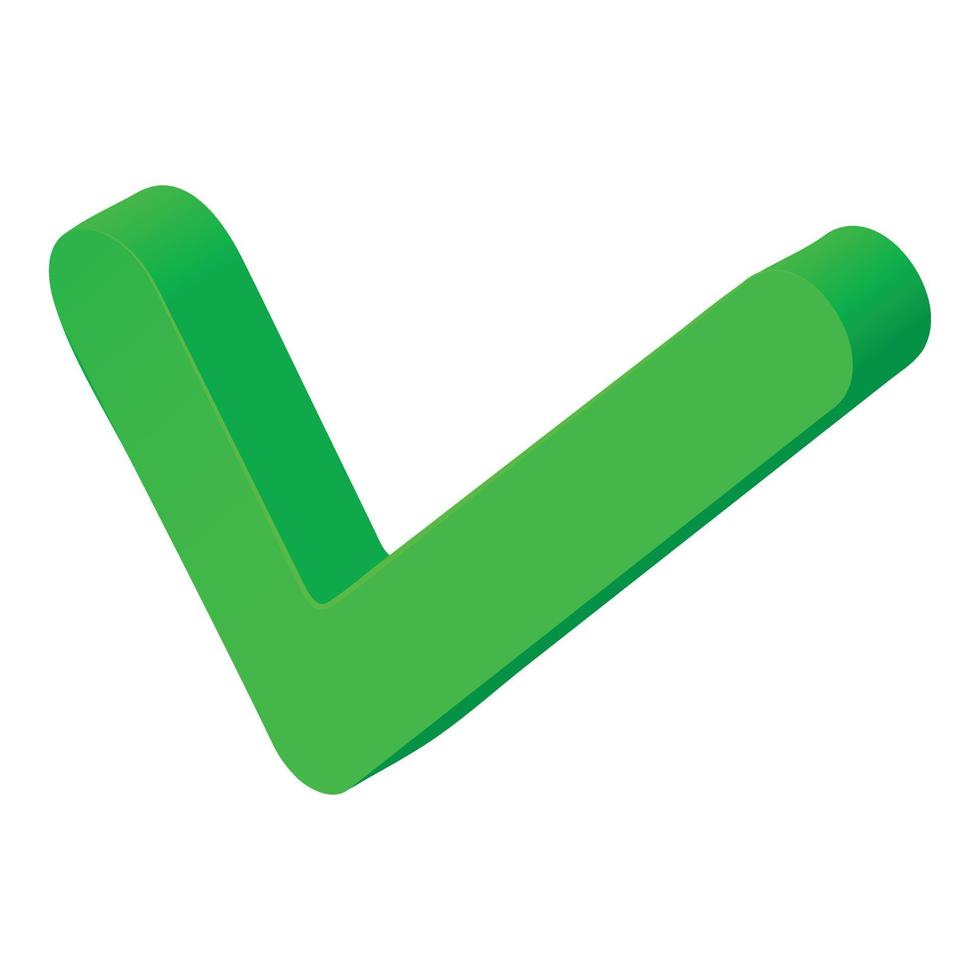 Green check mark icon isometric vector. Tick symbol vector
