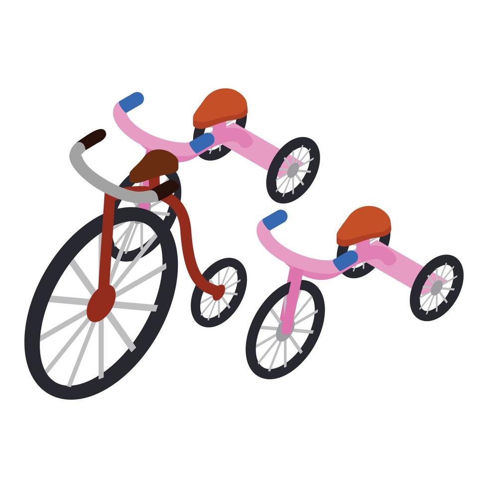 Tricycle icon, isometric style vector