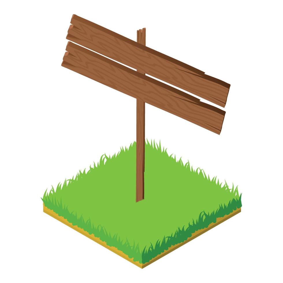 Blank signpost icon, isometric style vector