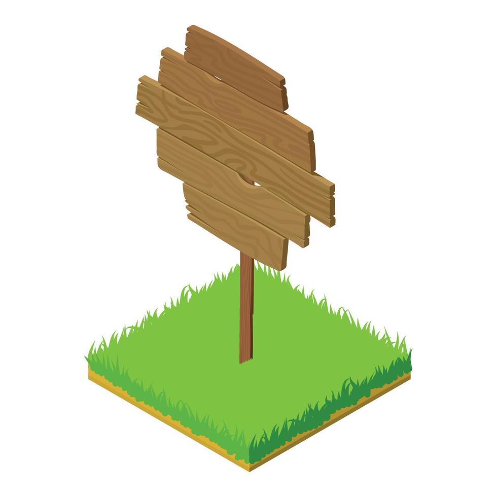 Wooden singboard icon, isometric style vector