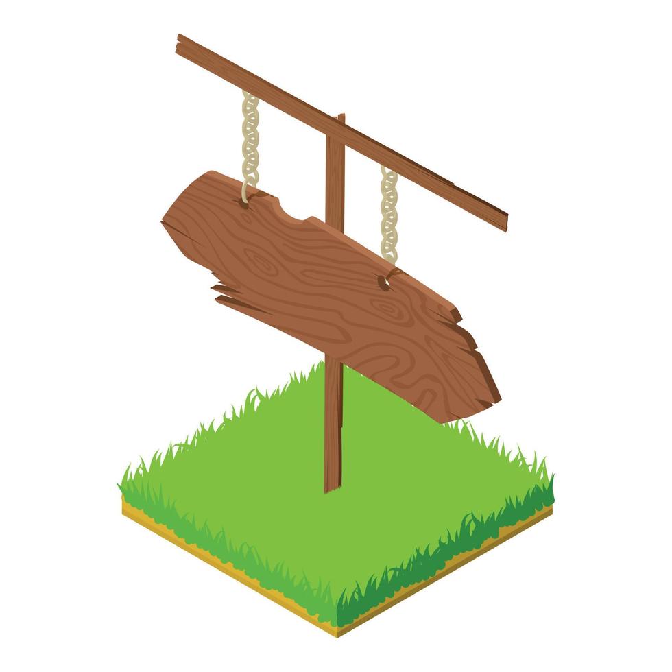 Wooden sign icon, isometric style vector