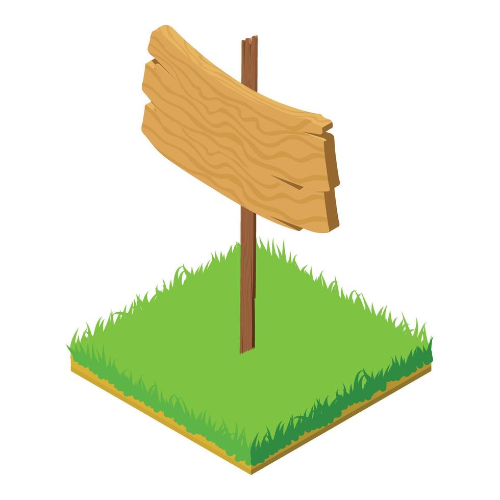 Wooden plaque icon, isometric style vector