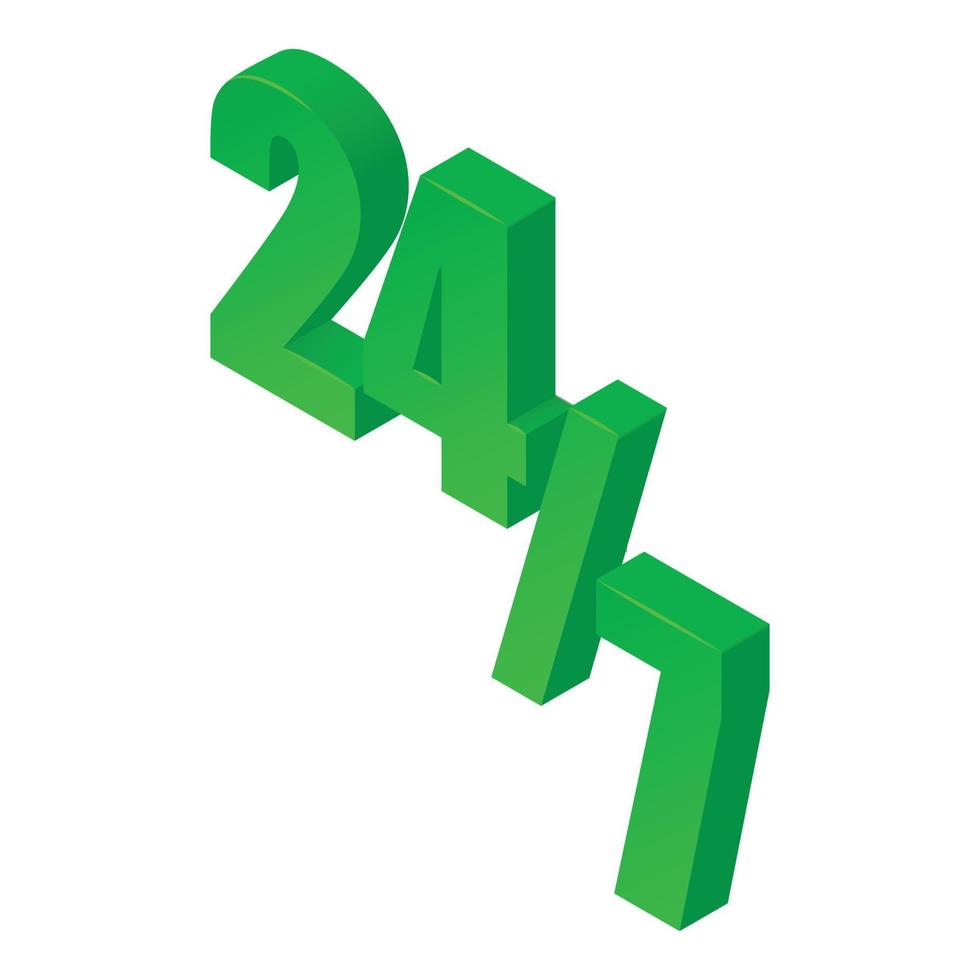 Twenty four seven icon isometric vector. Twenty four hour seven day vector