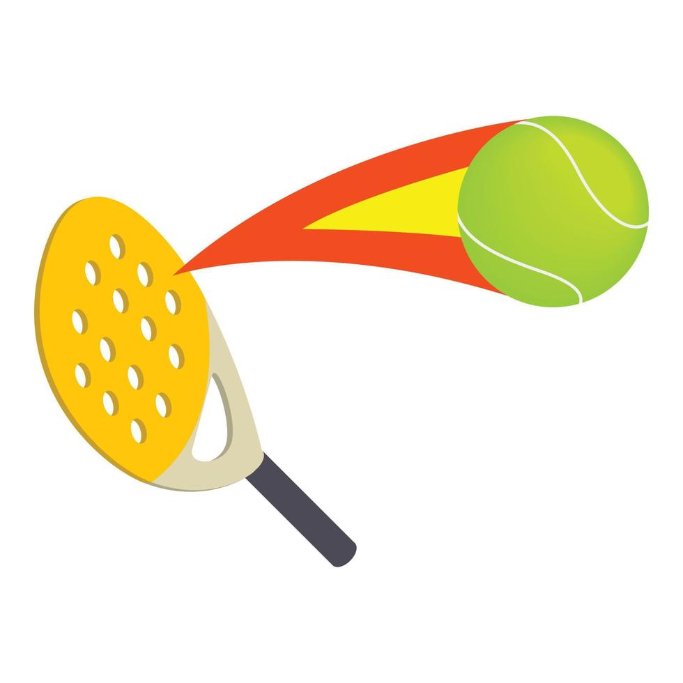 icono de pádel vector isométrico. raqueta de paddle pelota voladora