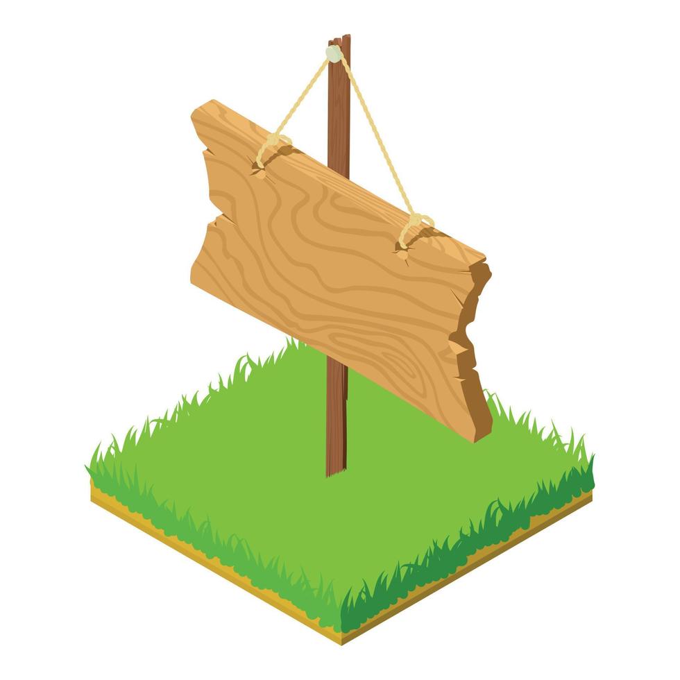 Wooden roadsign icon, isometric style vector