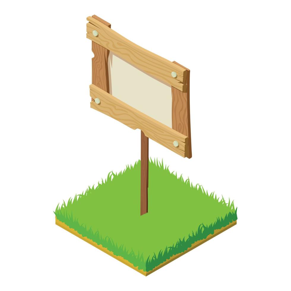 Wooden banner icon, isometric style vector