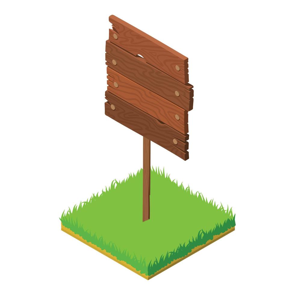 Wooden signpost icon, isometric style vector