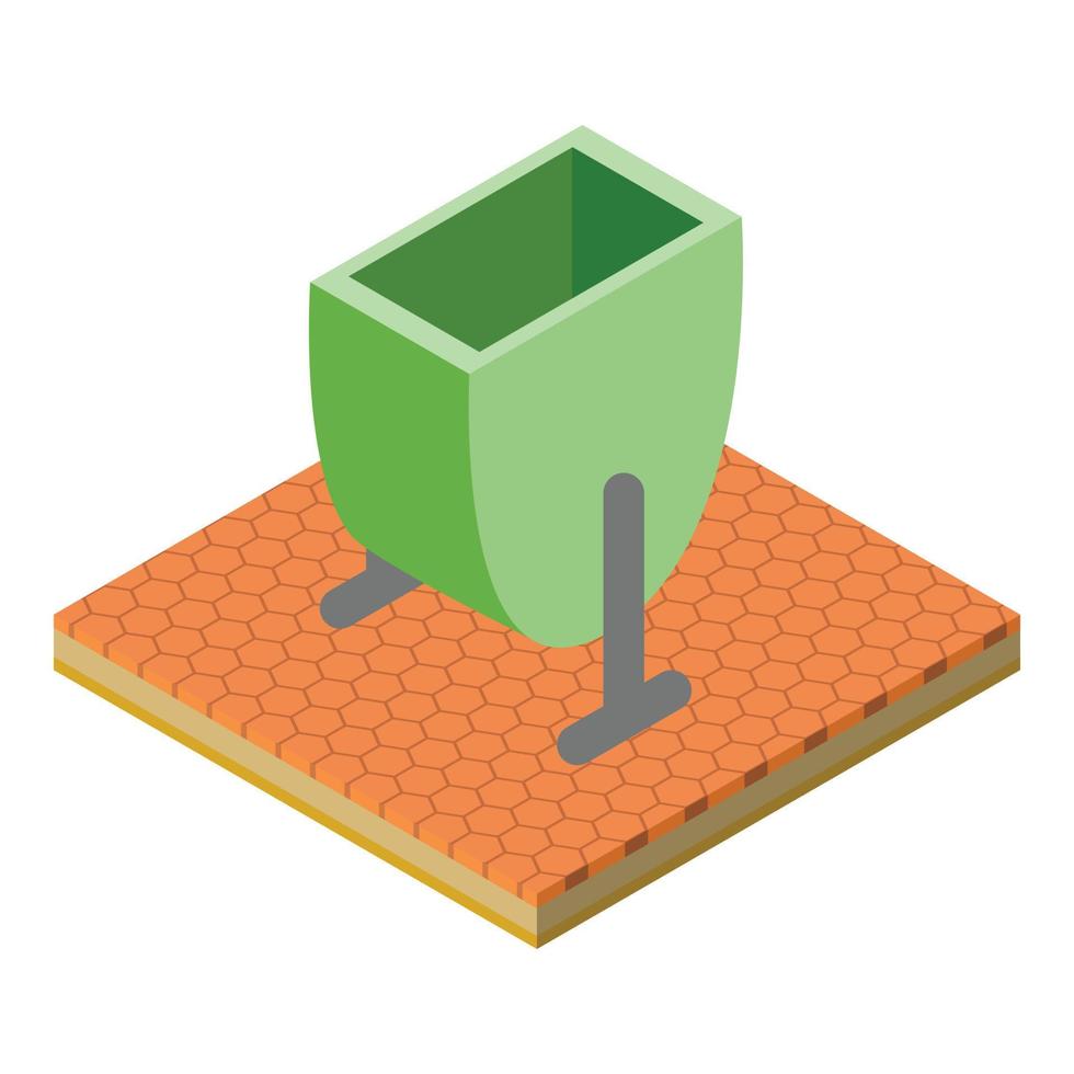 Rubbish bin icon, isometric style vector