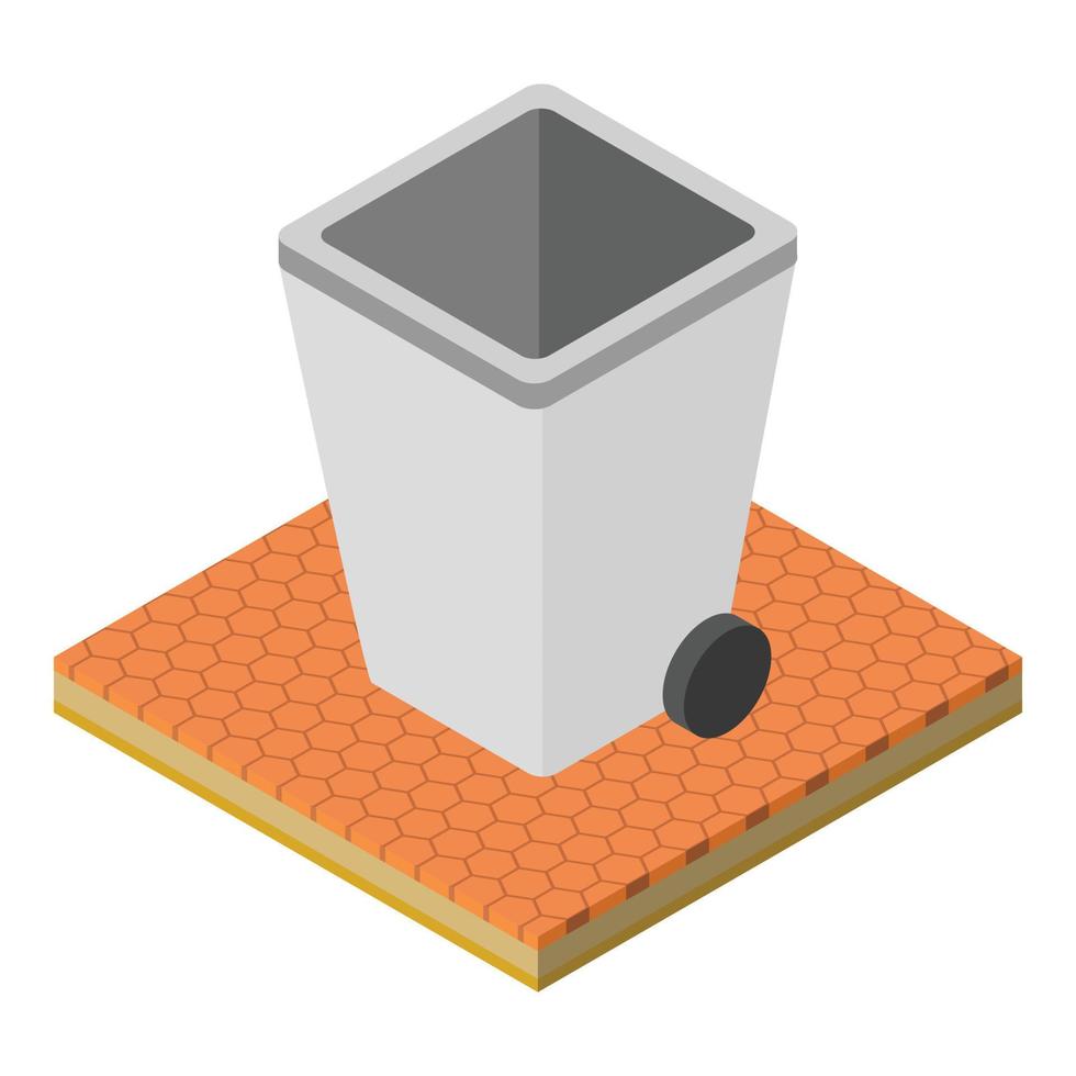 Bin plastic icon, isometric style vector