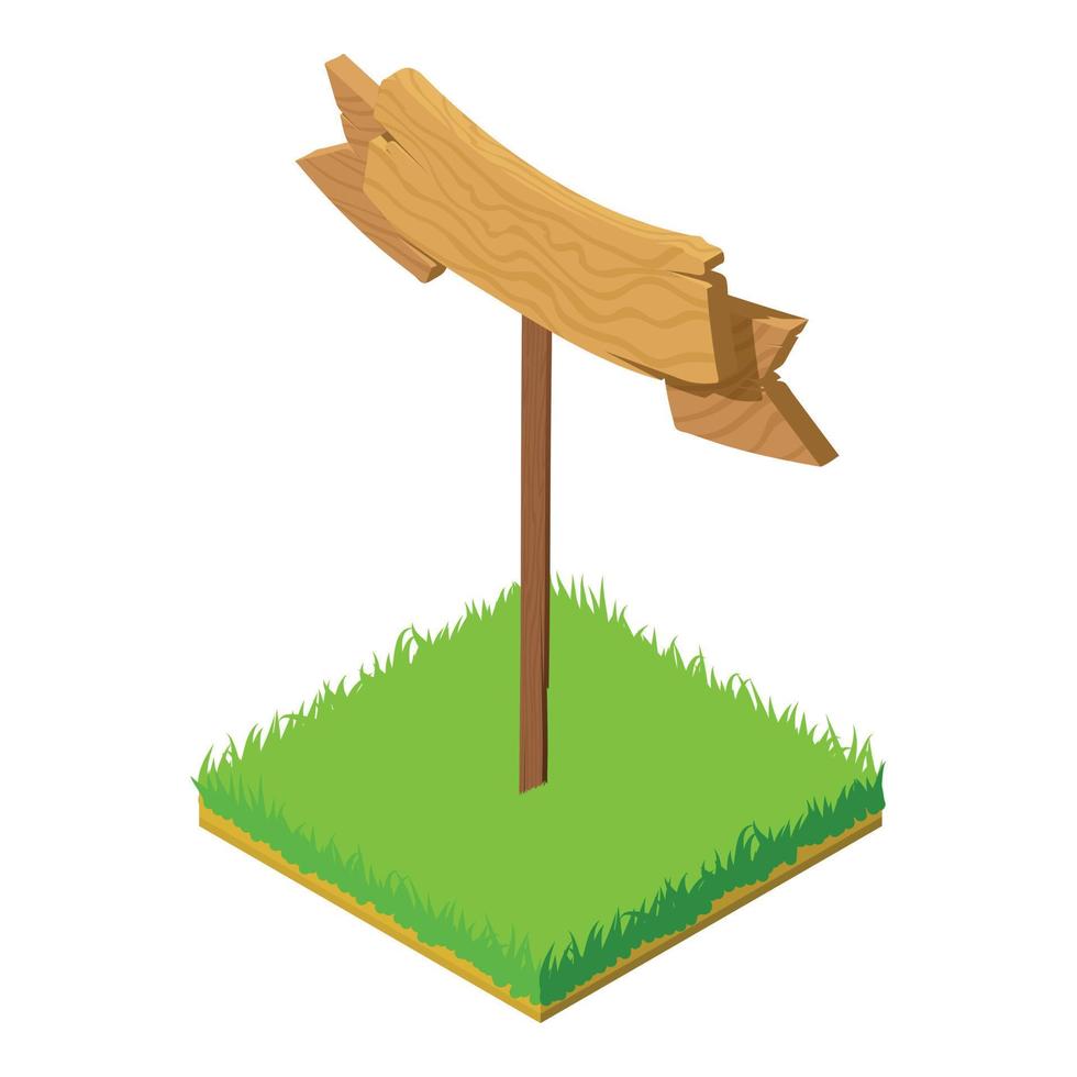 Wood banner icon, isometric style vector