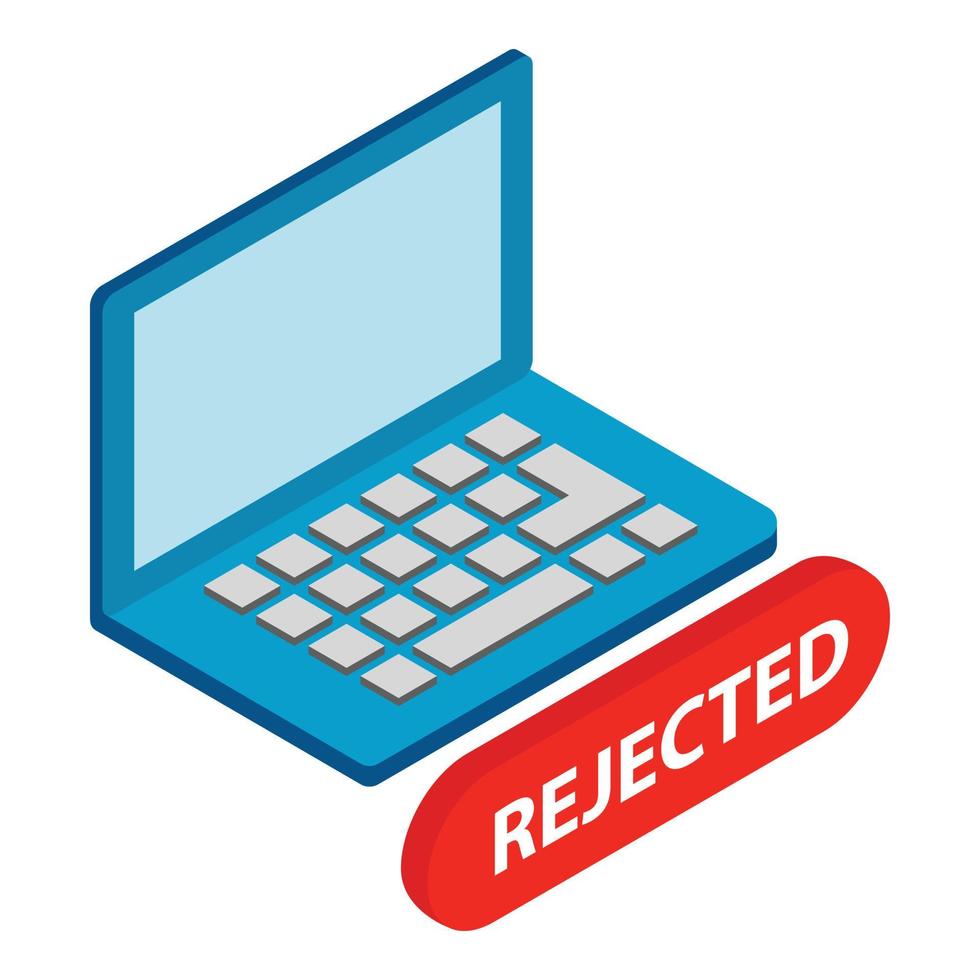 Laptop rejected icon, isometric style vector