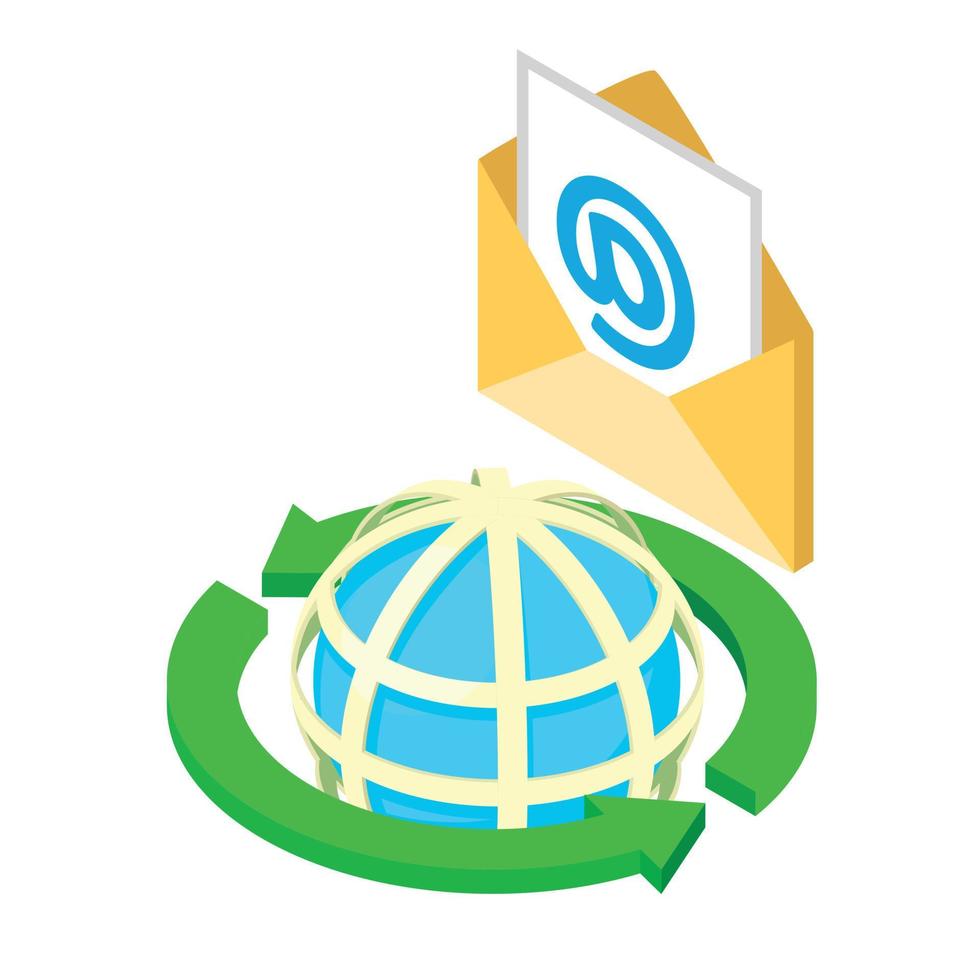 icono de correo electrónico global, estilo isométrico vector