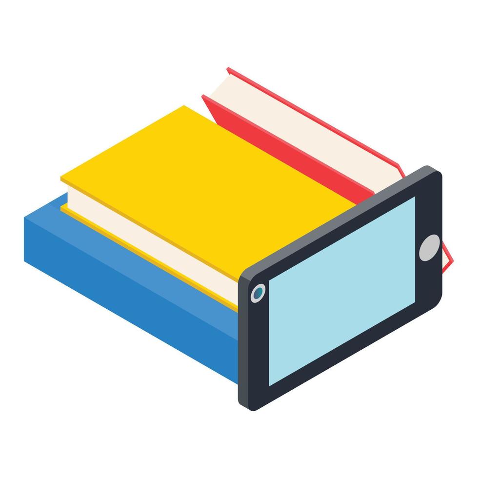 icono de libro electrónico, estilo isométrico vector