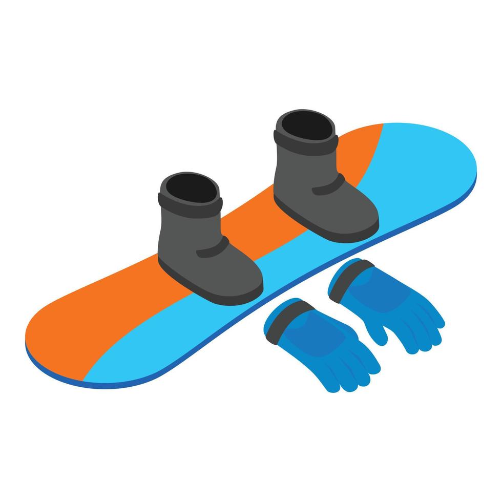 icono de equipo de snowboard, estilo isométrico vector