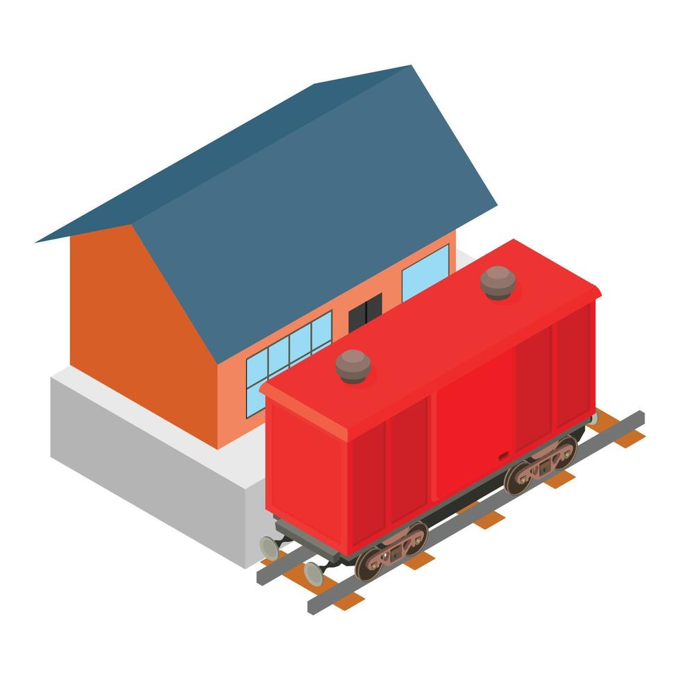 Railroad refrigerator icon, isometric style vector