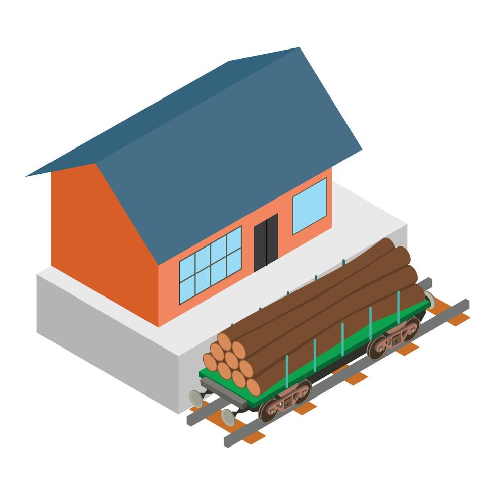 Timber transportation icon, isometric style vector