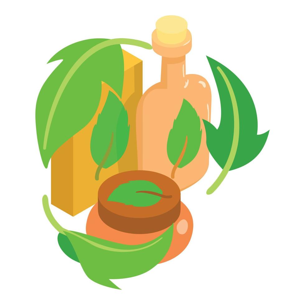 Organic cosmetics icon, isometric style vector