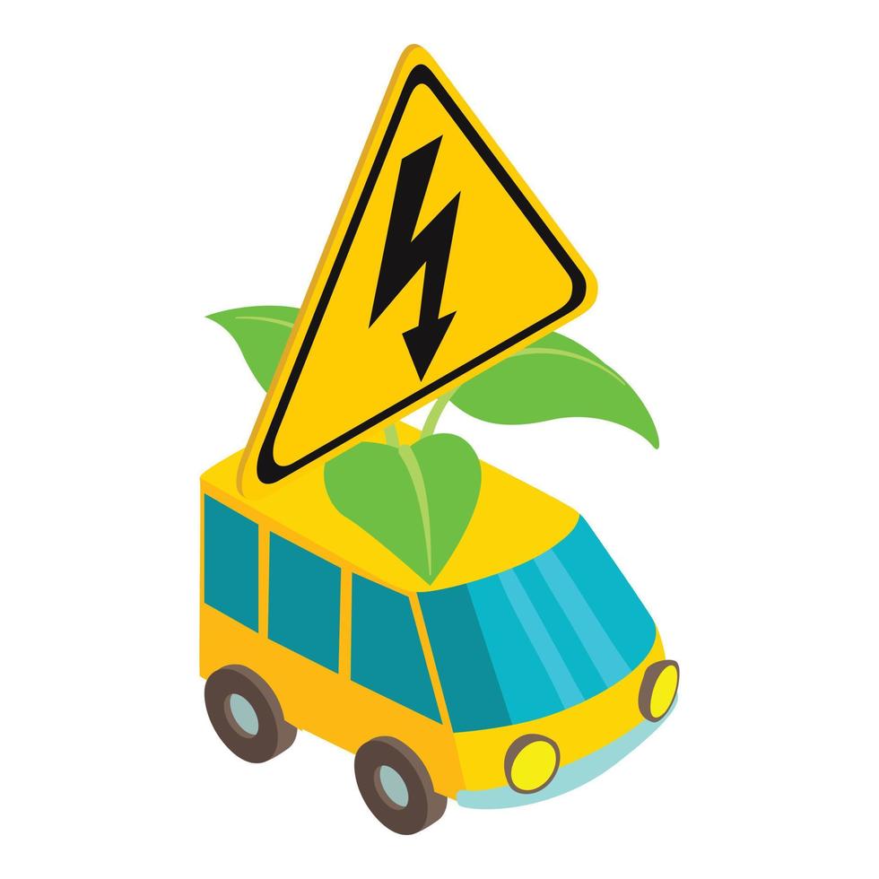 Eco car icon, isometric style vector