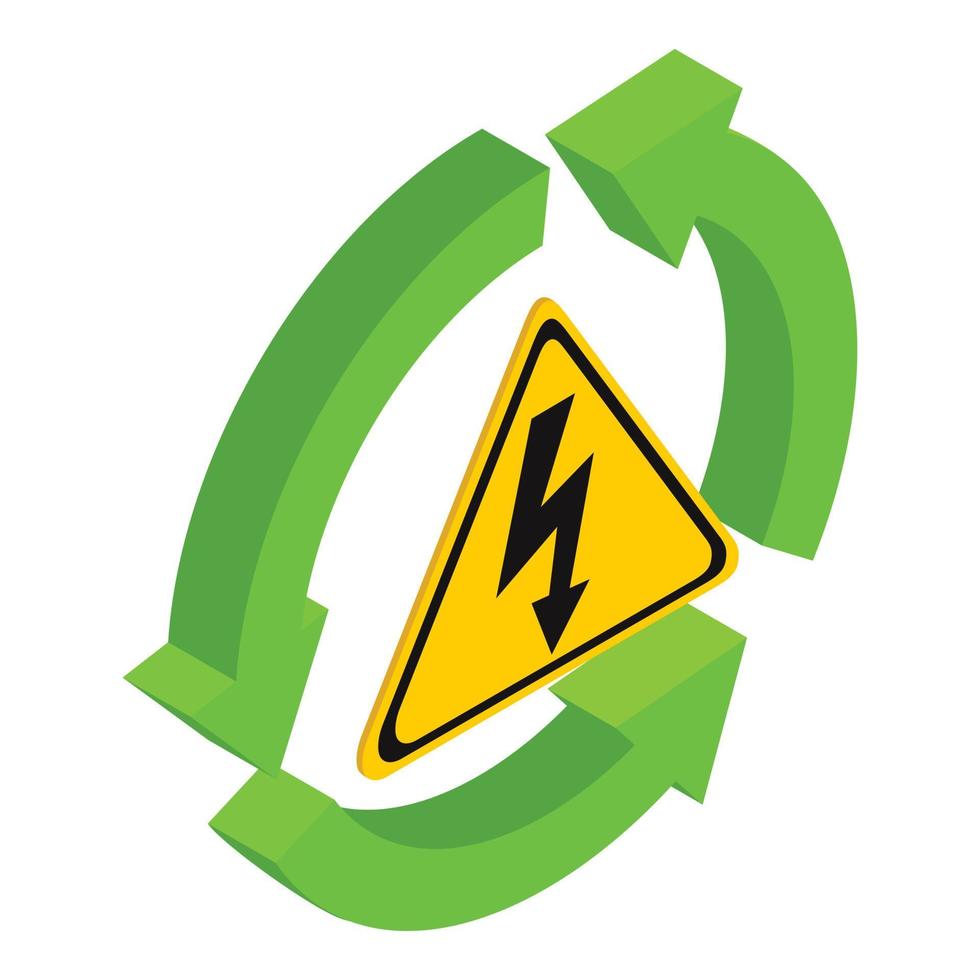 Recycling energy icon, isometric style vector