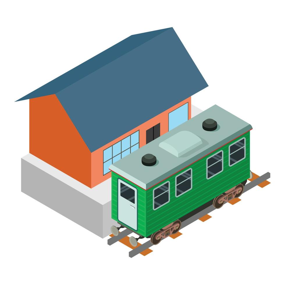 Passenger wagon icon, isometric style vector
