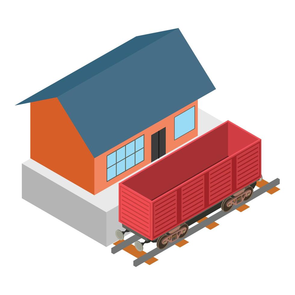Coal wagon icon, isometric style vector