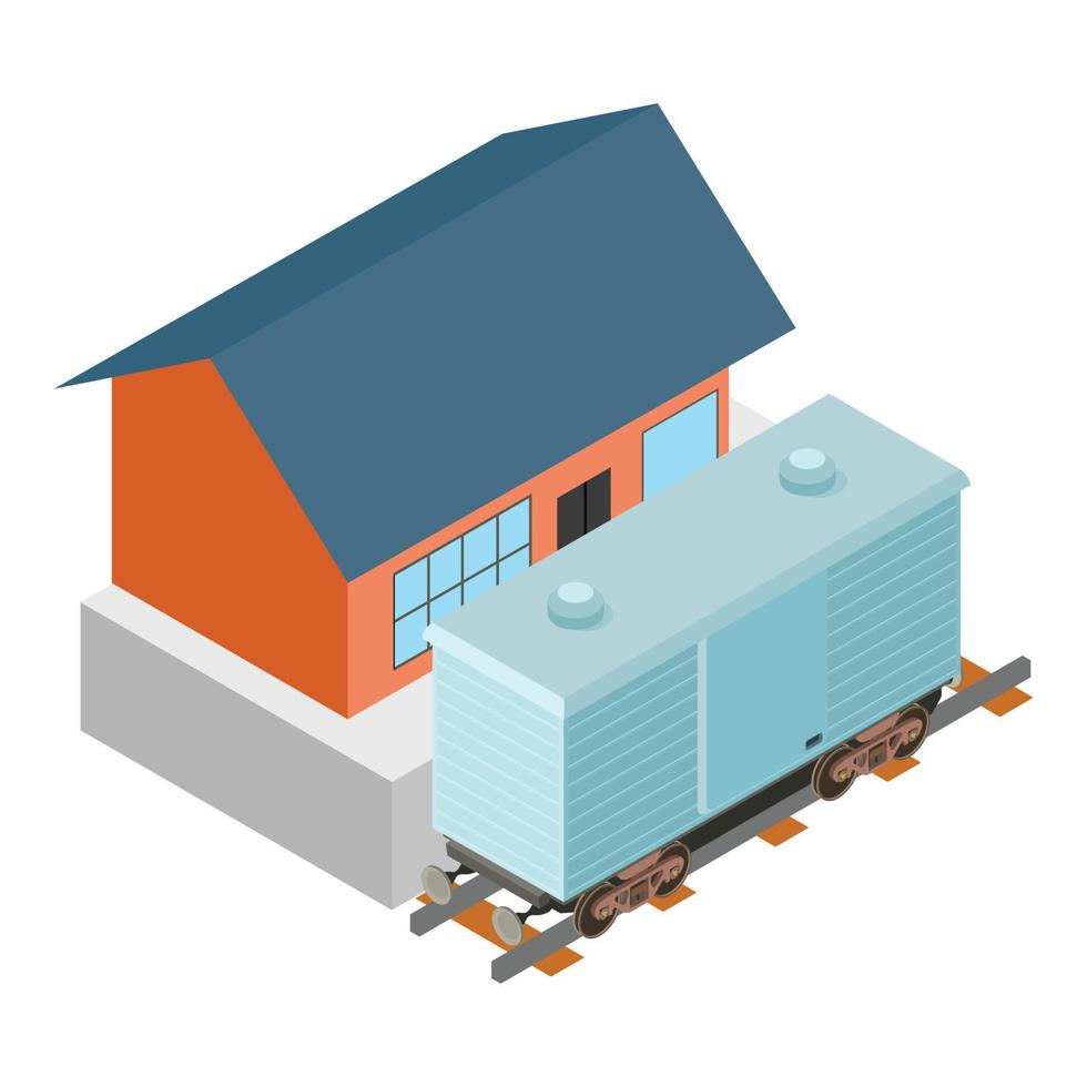 Refrigerator wagon icon, isometric style vector