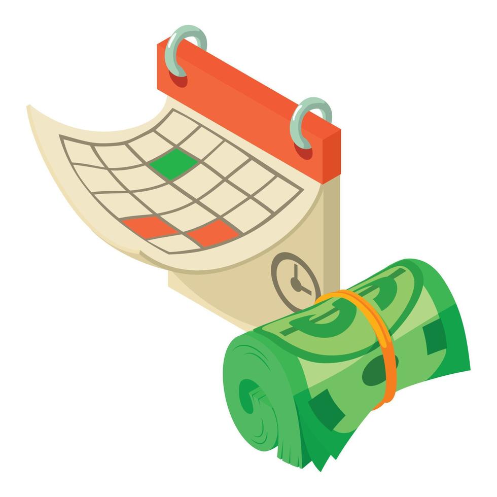 icono de calendario de finanzas, estilo isométrico vector