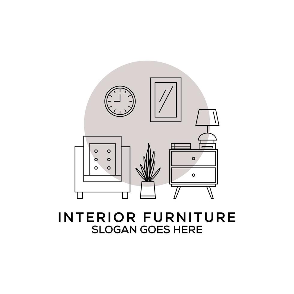 esbozar el vector de diseño del logotipo de los muebles interiores, se puede utilizar como signos, identidad de marca, logotipo de la empresa, iconos u otros.