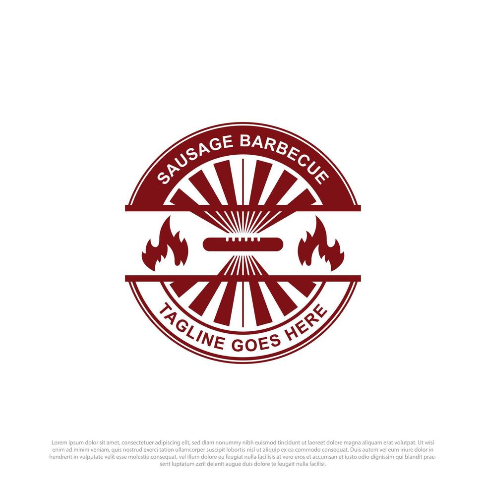 vector de insignia de logotipo de barbacoa de salchicha aislado, mejor para la marca de logotipo de comida rápida