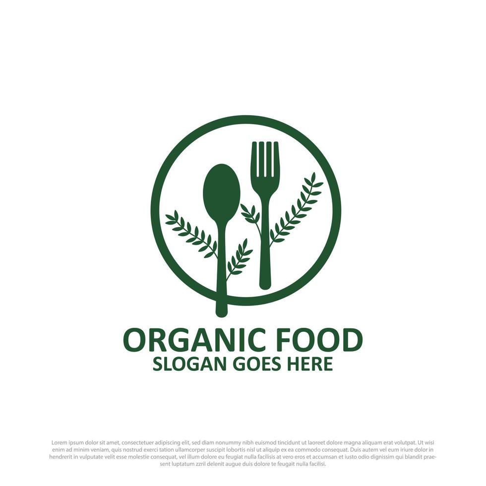 nature organic food logo design - green and vegan food template vector