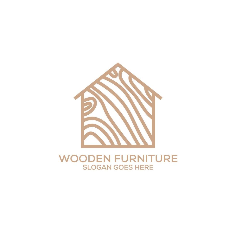 diseño de logotipo de muebles de madera, se puede utilizar como diseño de interiores, identidad de marca, logotipo de empresa, iconos u otros. vector