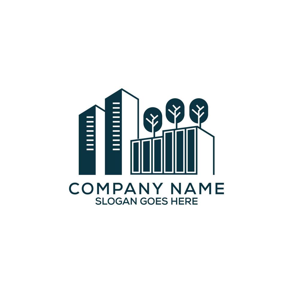 Nature Cityscape landmark logo design,building construction flat design vector, can be used as symbols, brand identity, company logo, icons, or others. vector