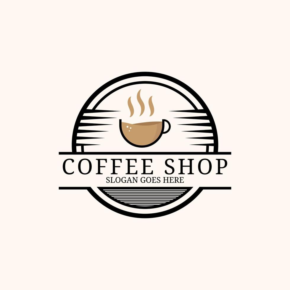 inspiración para el diseño del logotipo de la tienda de tazas de café vintage, arte vectorial retro de la cafetería vector