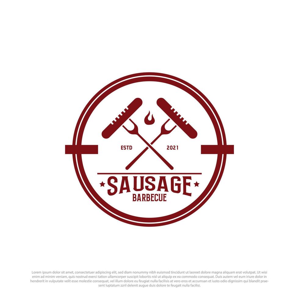 Sausage Barbecue logo badge vector, best for fast food logo brand vector